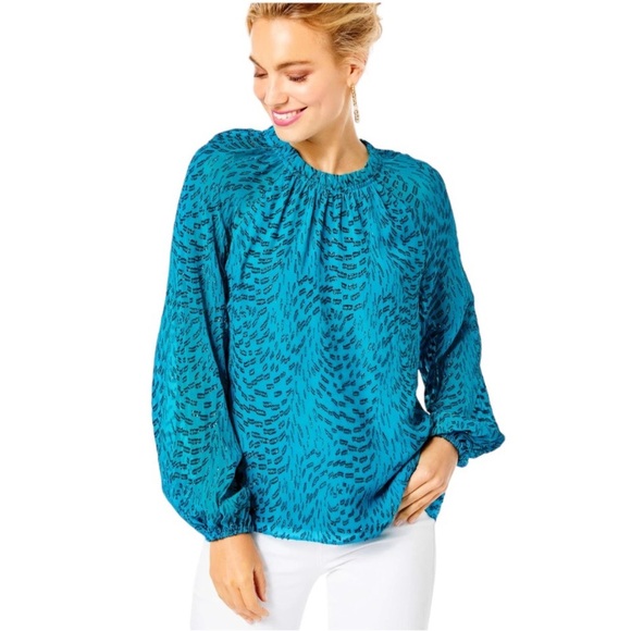 LILLY PULITZER Caline Long Sleeve Silk Top - Picture 4 of 7